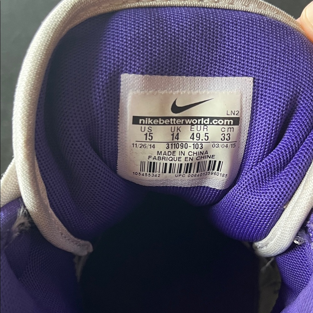 Nike Purple and White Sneakers Air Max Uptempo ‘95 Lakers Derek Fisher - Picture 8 of 13